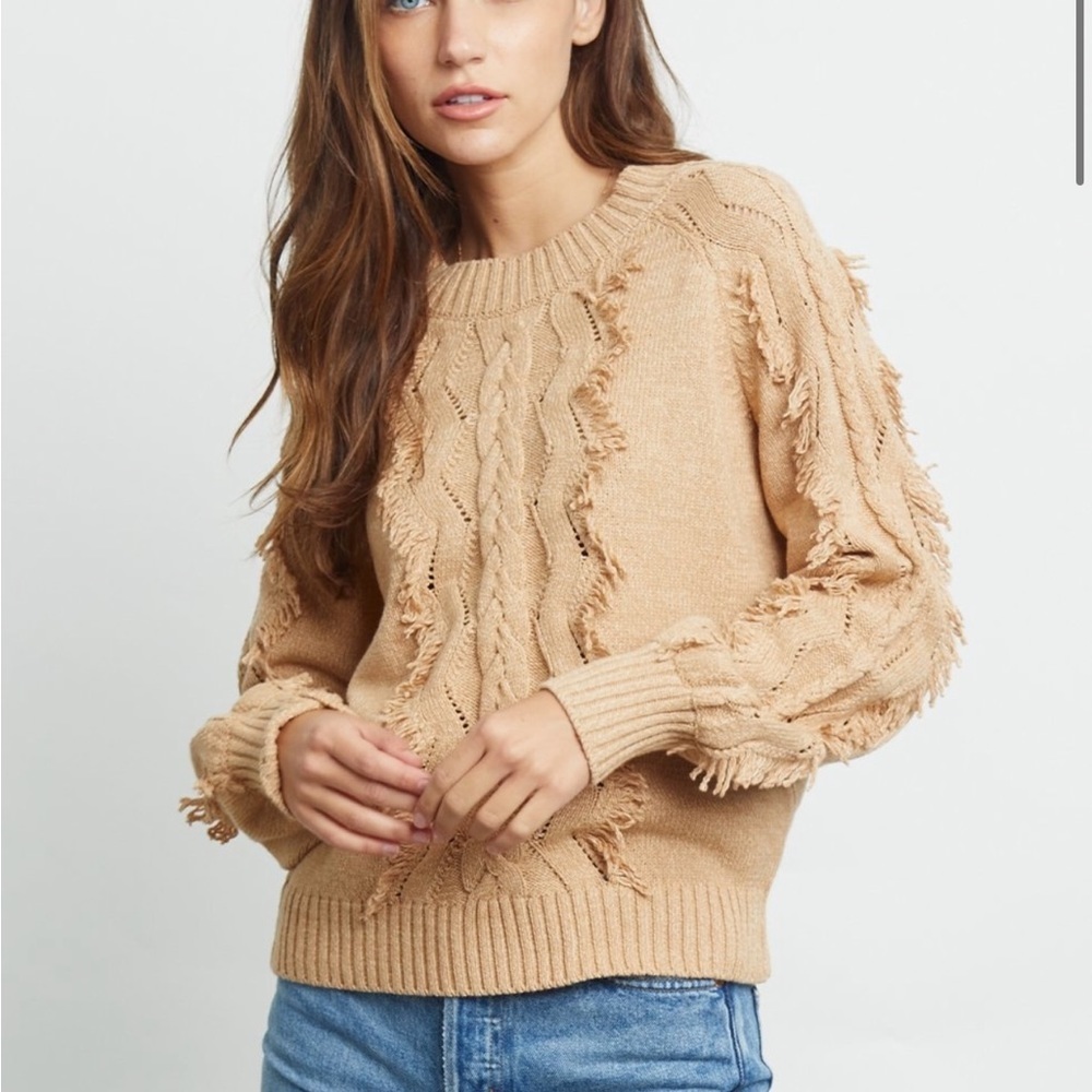 Rails Francis Fringe Sweater in Camel